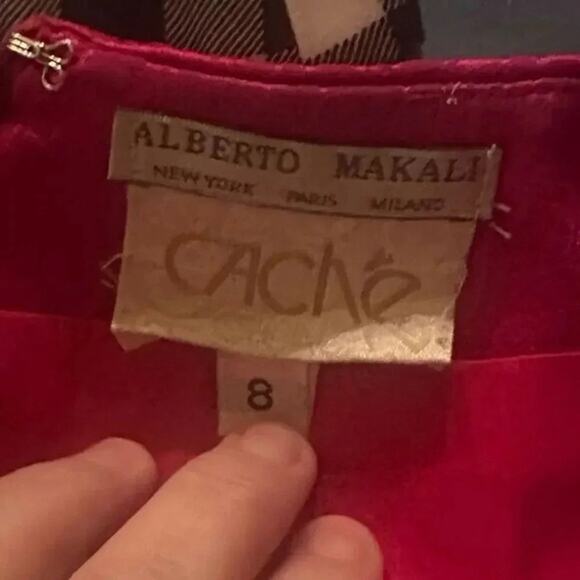 Cache Women’s Hot Pink Textured A-Line Skirt Size 8 Career Cocktail Party - Picture 4 of 4